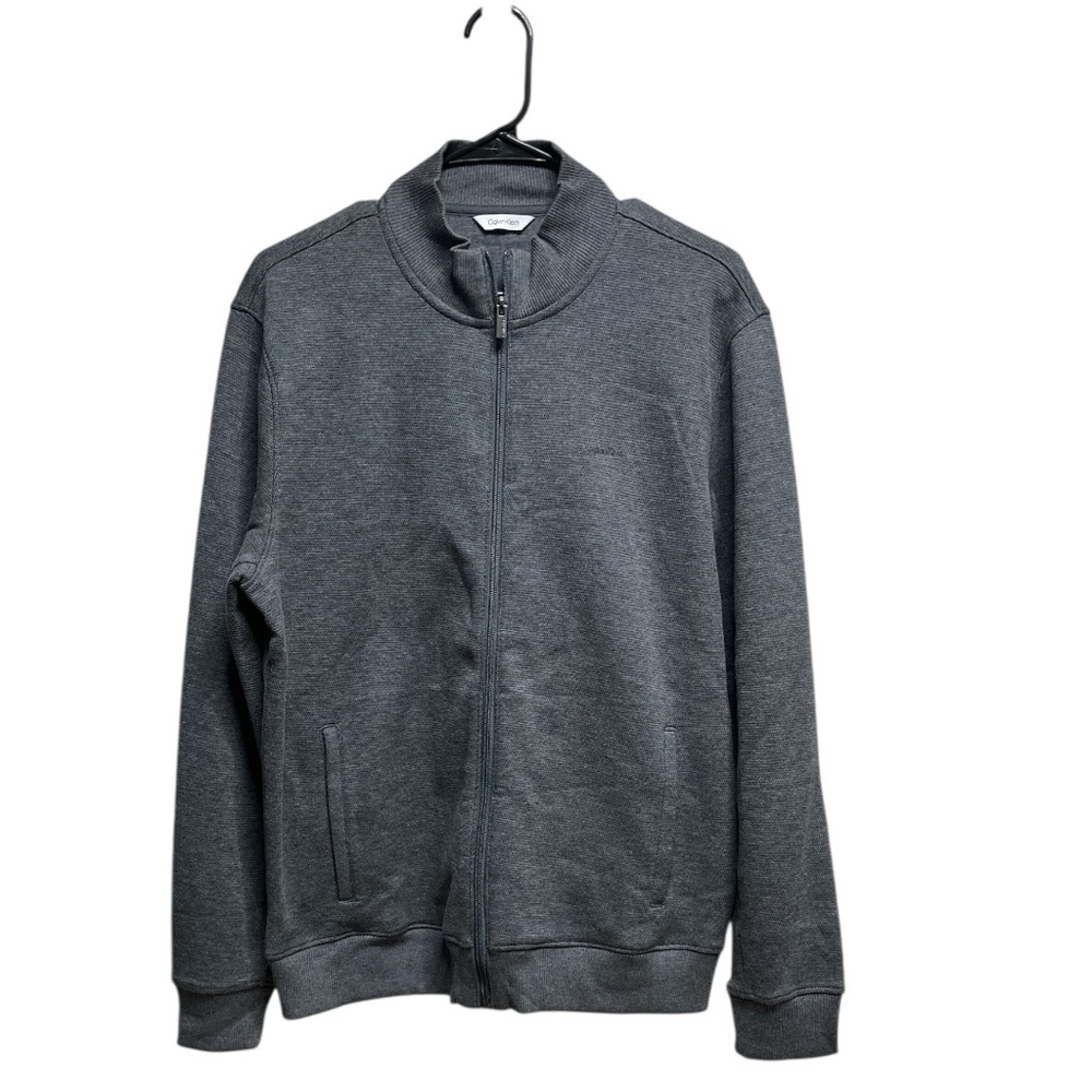 Calvin Klein Men's Charcoal Zip-Up Knit Track Jacket/Sweater Size M